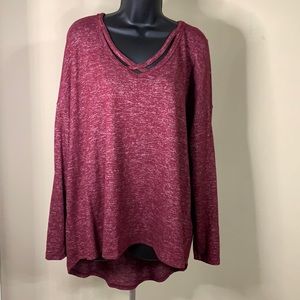 A.N.D, XL, Maroon/Burgundy Henley Shirt